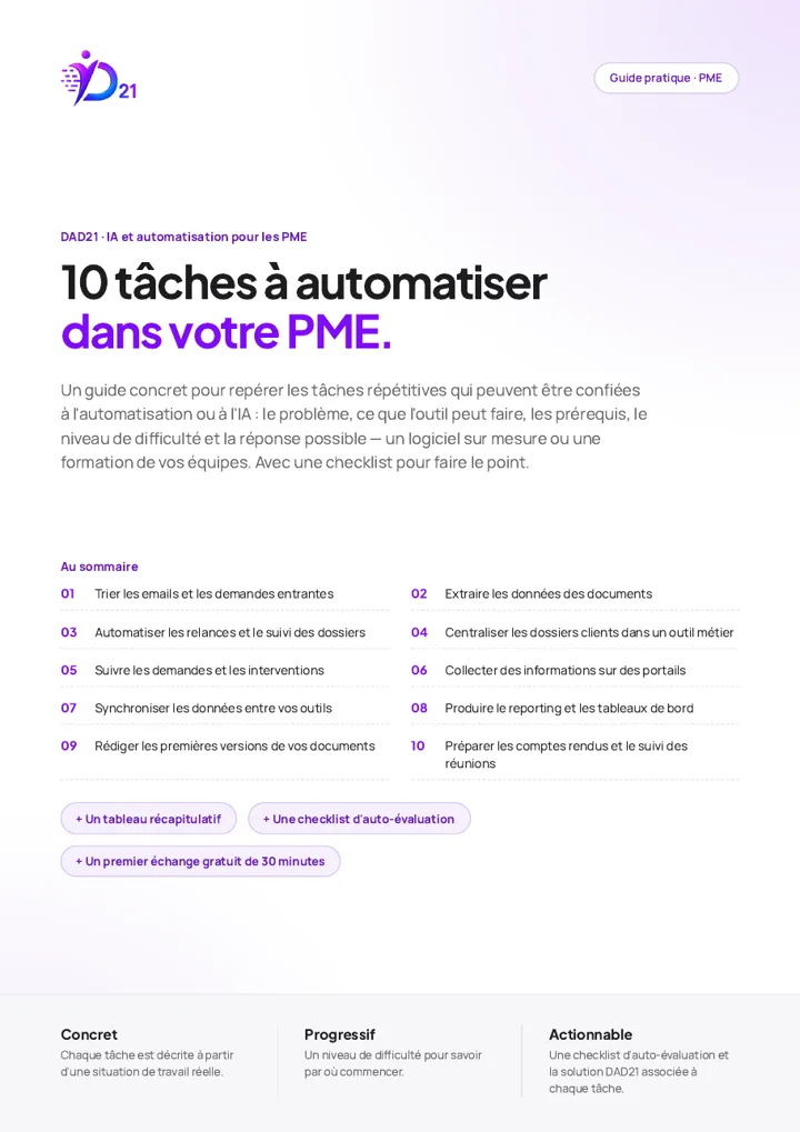 Couverture : Guide : 10 tâches à automatiser dans votre PME