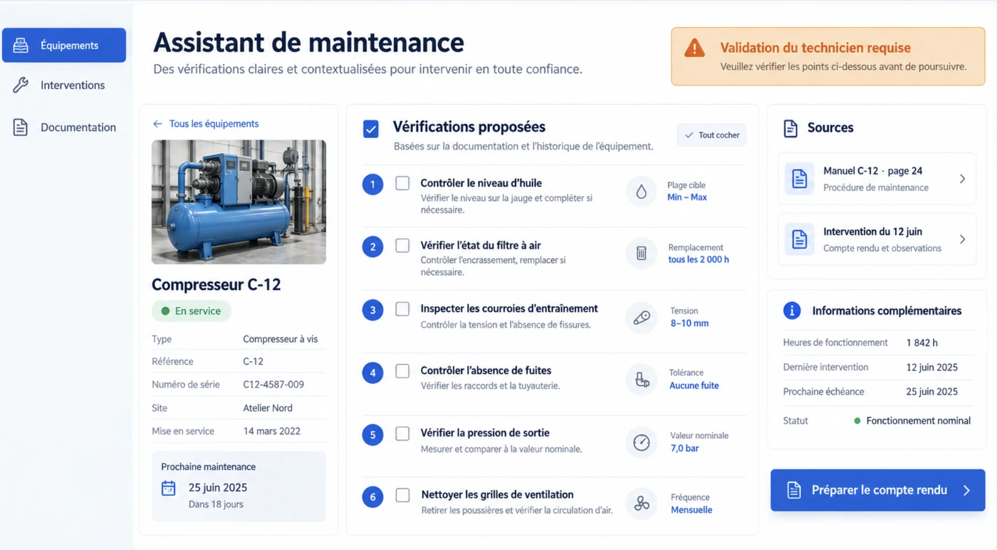 Interface Assistant de maintenance